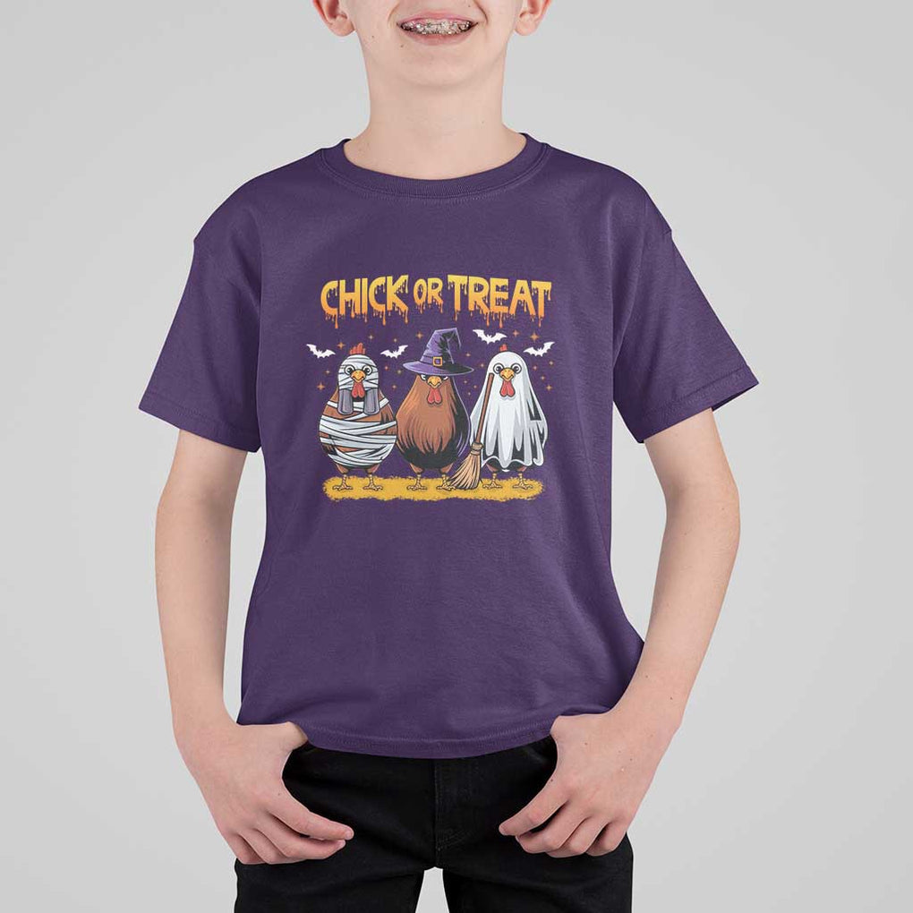 Funny Halloween T Shirt For Kid Chick Or Treat Spooky Chicken TS09 Purple Print Your Wear