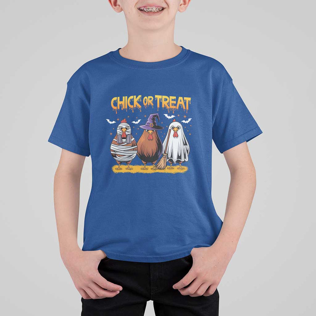 Funny Halloween T Shirt For Kid Chick Or Treat Spooky Chicken TS09 Royal Blue Print Your Wear