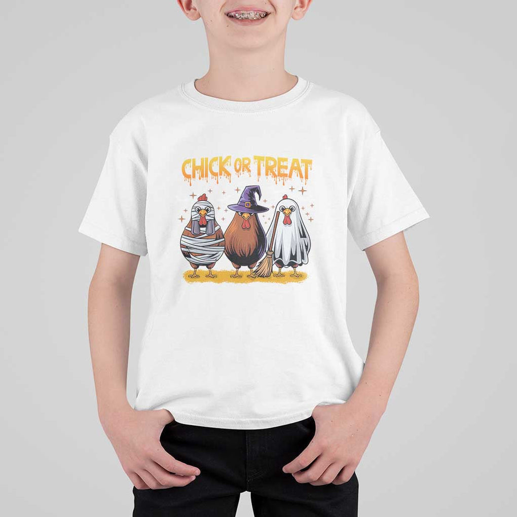 Funny Halloween T Shirt For Kid Chick Or Treat Spooky Chicken TS09 White Print Your Wear