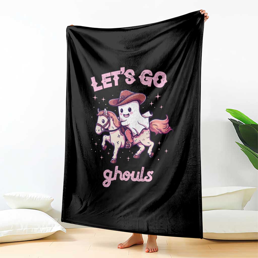 Halloween Cowboy Throw Blanket Let's Go Ghouls Ghost Riding Horse TS09 Print Your Wear