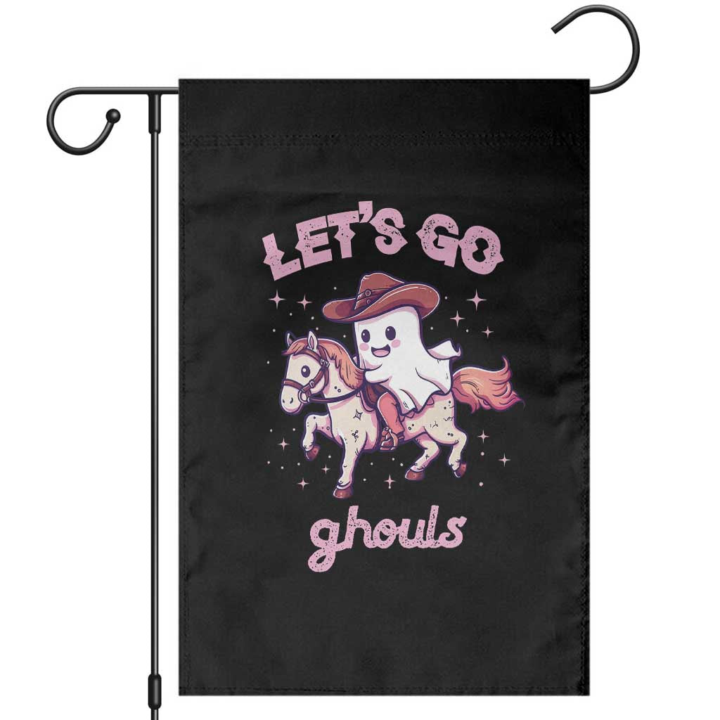 Halloween Cowboy Garden Flag Let's Go Ghouls Ghost Riding Horse TS09 Black Print Your Wear