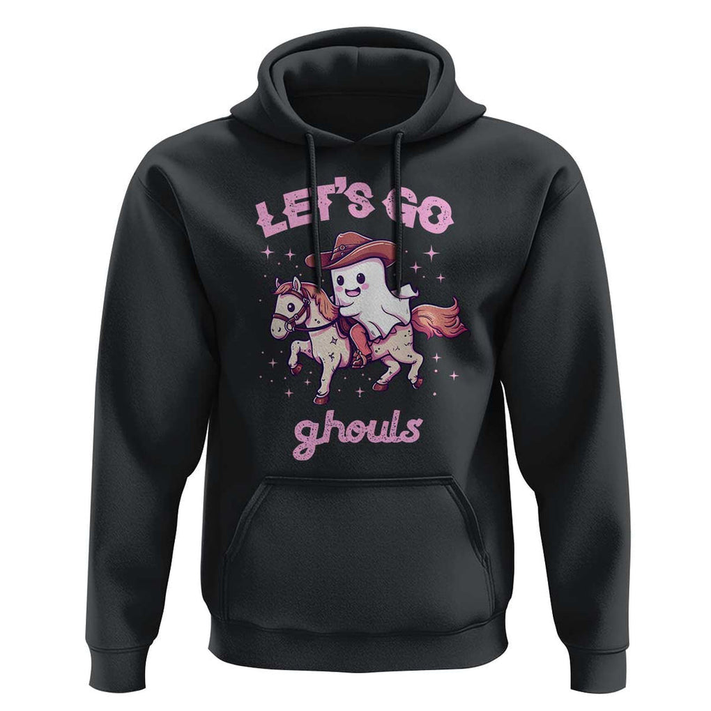 Halloween Cowboy Hoodie Let's Go Ghouls Ghost Riding Horse TS09 Black Print Your Wear