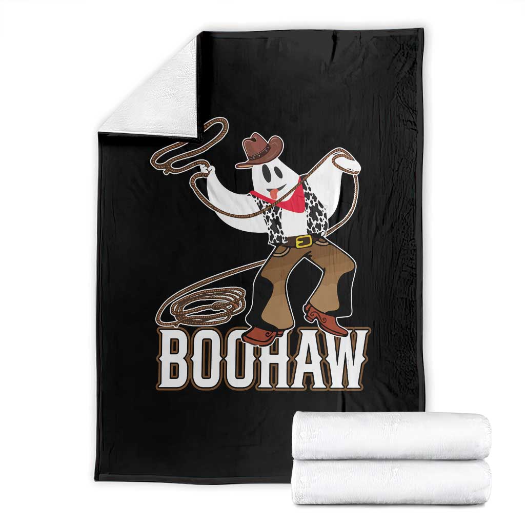 Halloween Cowboy Throw Blanket BooHaw Western Ghost TS09 Black Print Your Wear