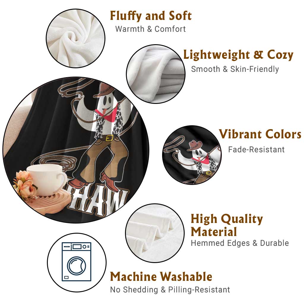 Halloween Cowboy Throw Blanket BooHaw Western Ghost TS09 Print Your Wear