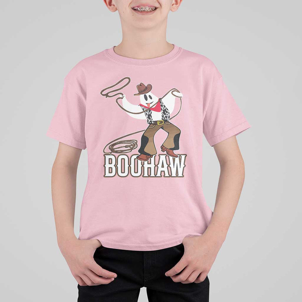 Halloween Cowboy T Shirt For Kid BooHaw Western Ghost TS09 Light Pink Print Your Wear
