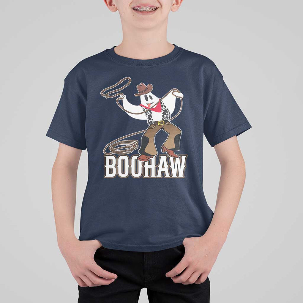 Halloween Cowboy T Shirt For Kid BooHaw Western Ghost TS09 Navy Print Your Wear