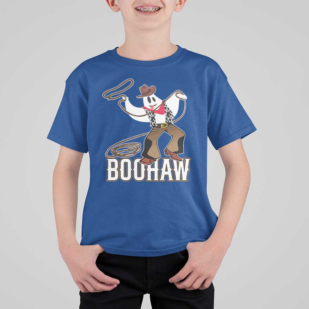 Halloween Cowboy T Shirt For Kid BooHaw Western Ghost TS09 Royal Blue Print Your Wear