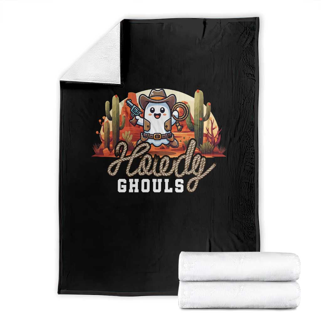Halloween Cowboy Throw Blanket Howdy Ghouls Funny Western Ghost TS09 Black Print Your Wear