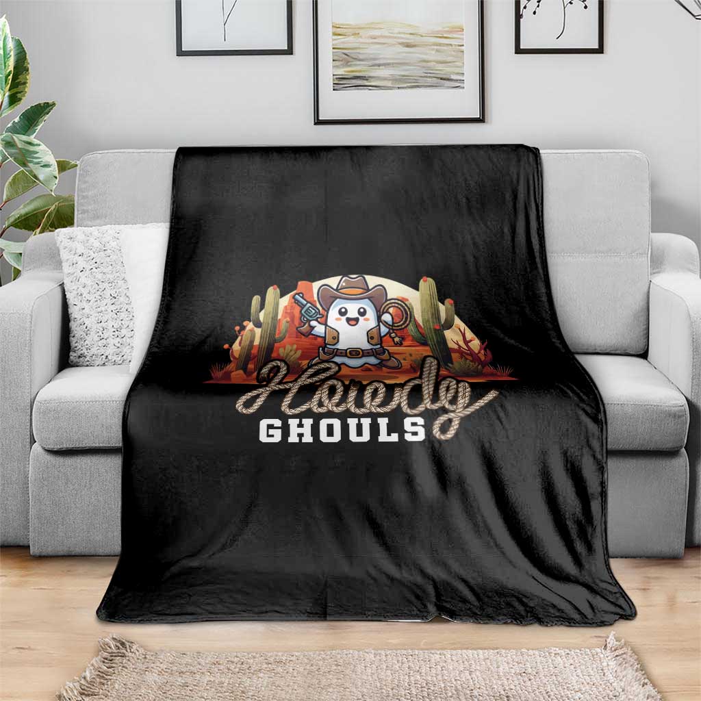 Halloween Cowboy Throw Blanket Howdy Ghouls Funny Western Ghost TS09 Print Your Wear