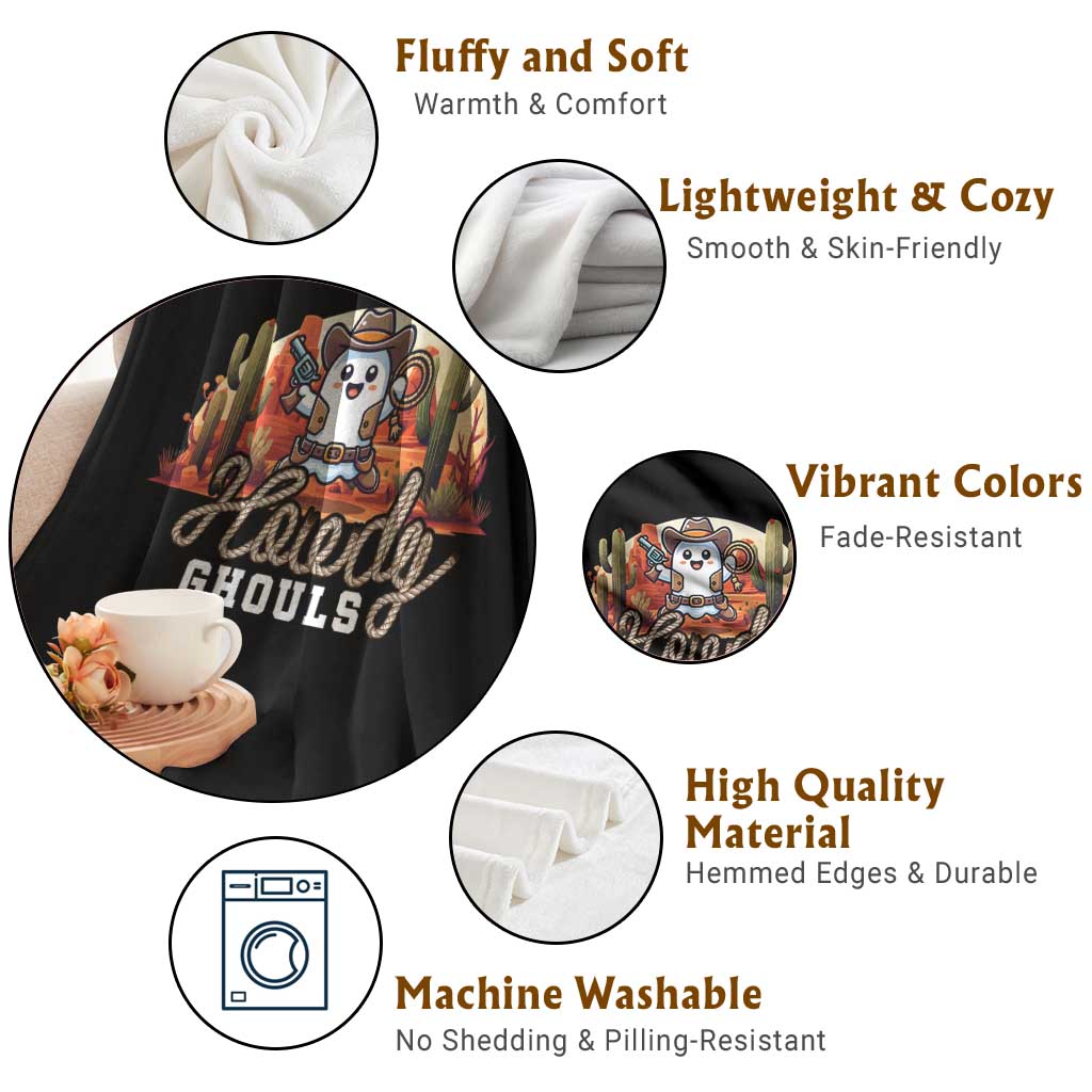 Halloween Cowboy Throw Blanket Howdy Ghouls Funny Western Ghost TS09 Print Your Wear