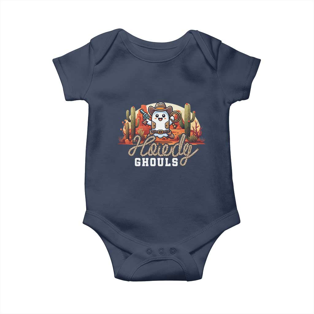 Halloween Cowboy Baby Onesie Howdy Ghouls Funny Western Ghost TS09 Navy Print Your Wear