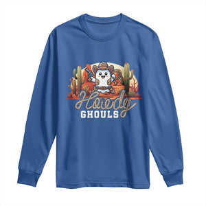 Halloween Cowboy Long Sleeve Shirt Howdy Ghouls Funny Western Ghost TS09 Royal Blue Print Your Wear