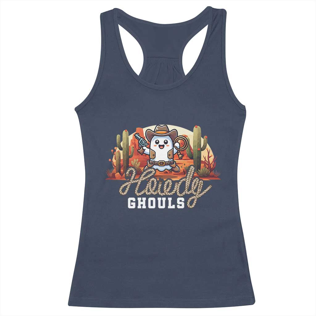 Halloween Cowboy Racerback Tank Top Howdy Ghouls Funny Western Ghost TS09 Navy Print Your Wear