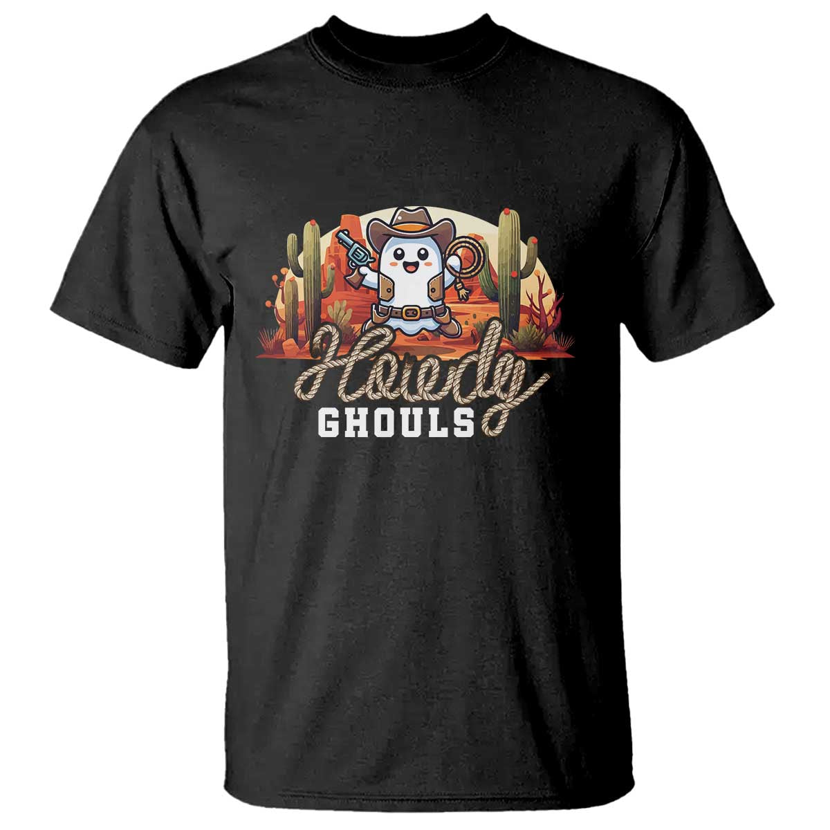 Halloween Cowboy T Shirt Howdy Ghouls Funny Western Ghost TS09 Black Print Your Wear