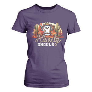 Halloween Cowboy T Shirt For Women Howdy Ghouls Funny Western Ghost TS09 Purple Print Your Wear