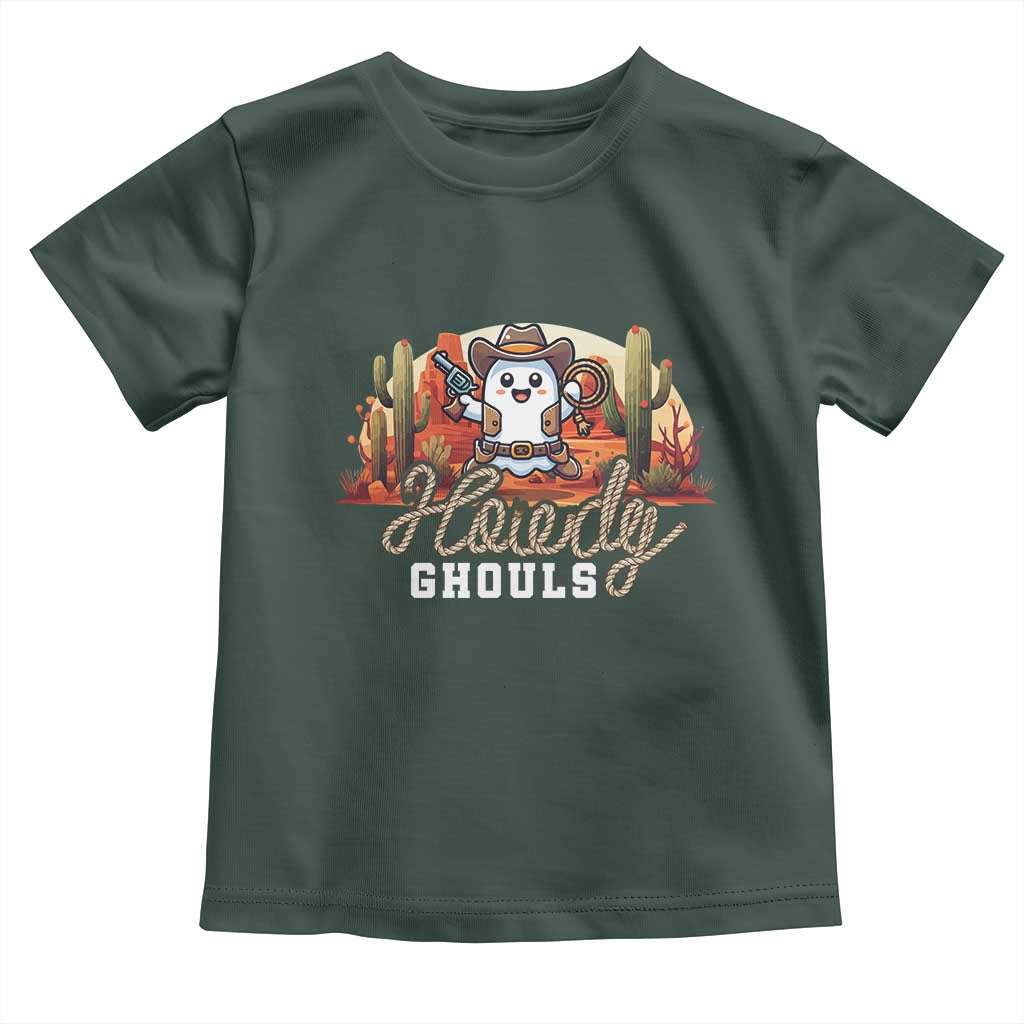 Halloween Cowboy Toddler T Shirt Howdy Ghouls Funny Western Ghost TS09 Dark Forest Green Print Your Wear