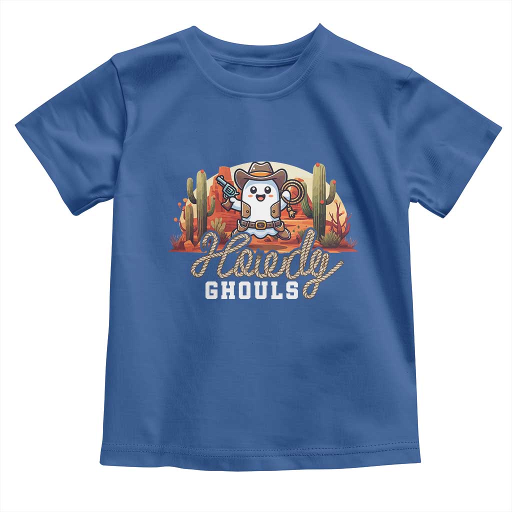 Halloween Cowboy Toddler T Shirt Howdy Ghouls Funny Western Ghost TS09 Royal Blue Print Your Wear