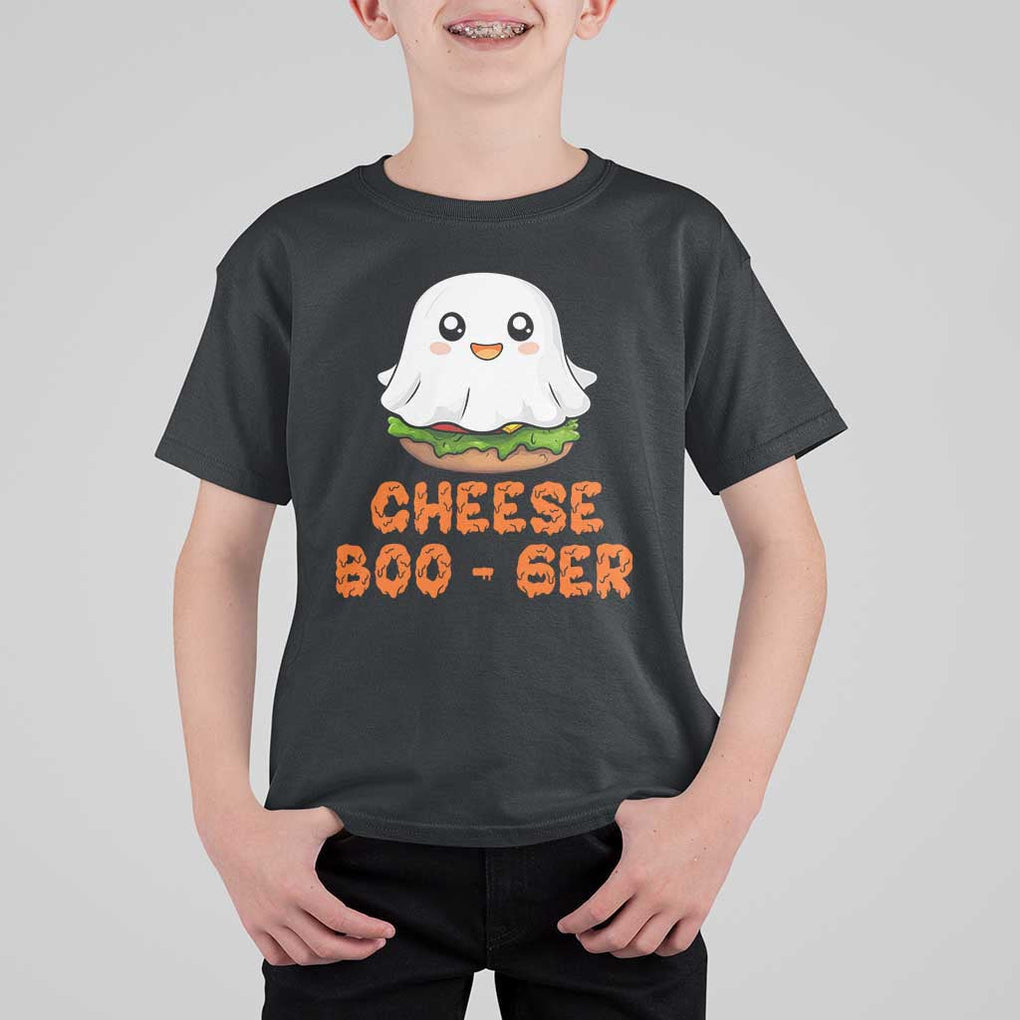 Funny Halloween T Shirt For Kid Cheese Boo-ger Cute Hamburger Ghost TS09 Black Print Your Wear
