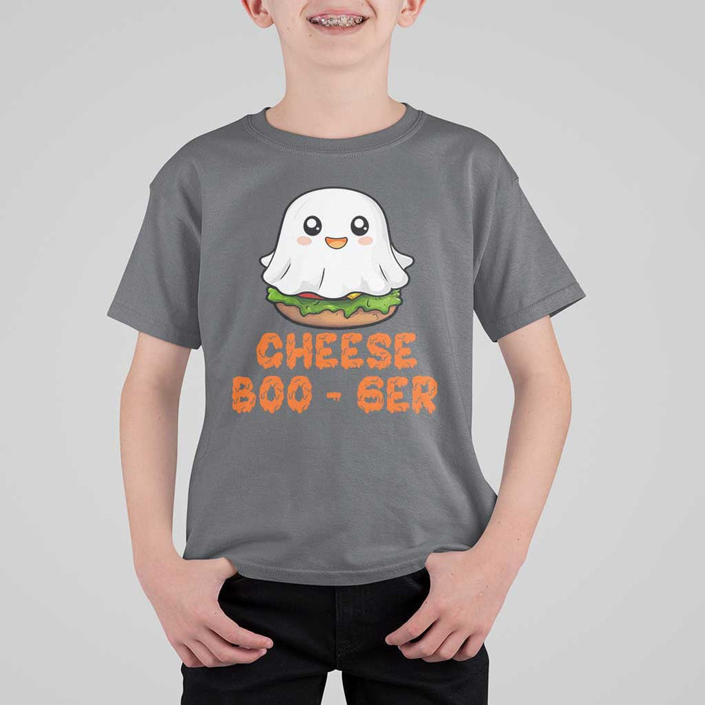 Funny Halloween T Shirt For Kid Cheese Boo-ger Cute Hamburger Ghost TS09 Charcoal Print Your Wear
