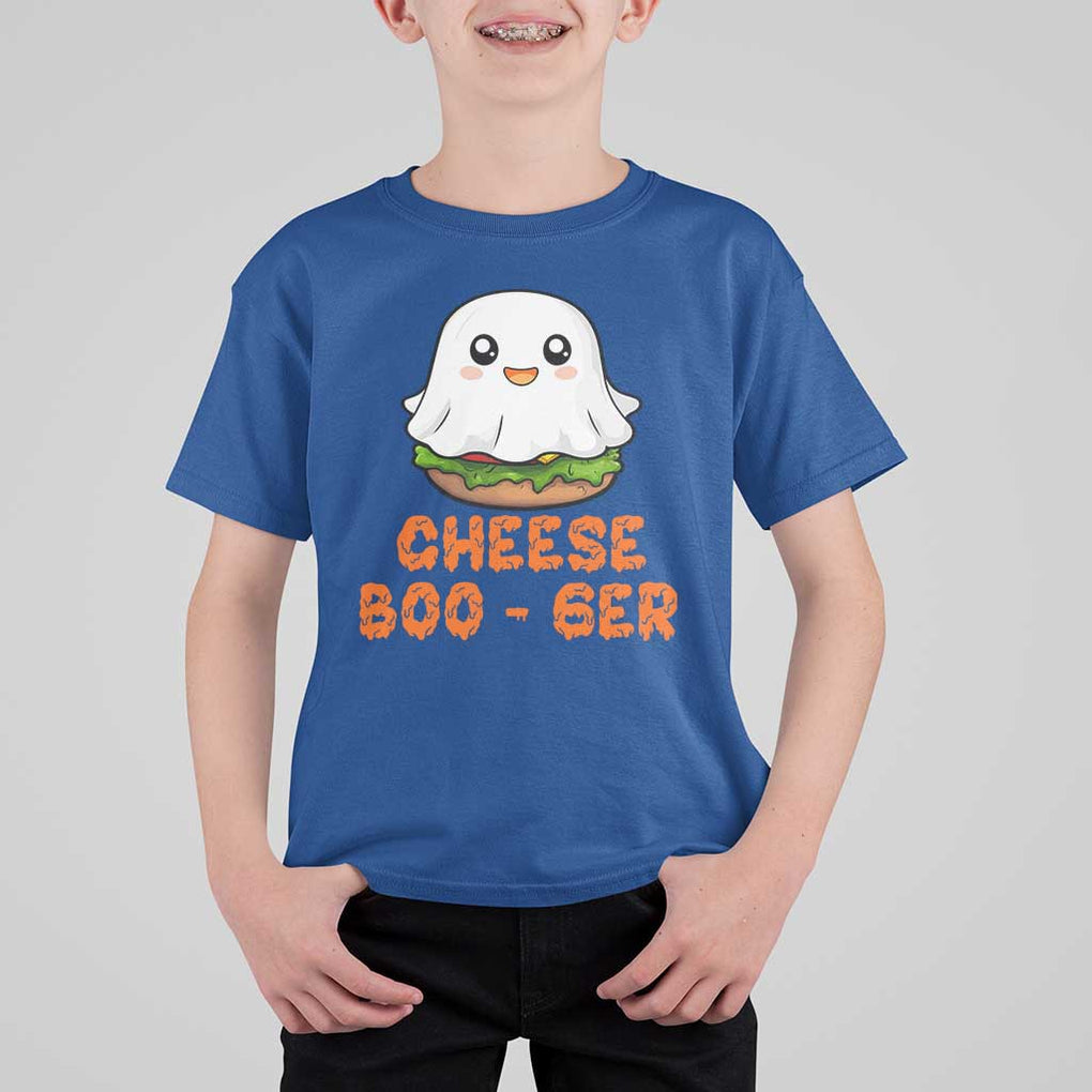 Funny Halloween T Shirt For Kid Cheese Boo-ger Cute Hamburger Ghost TS09 Royal Blue Print Your Wear