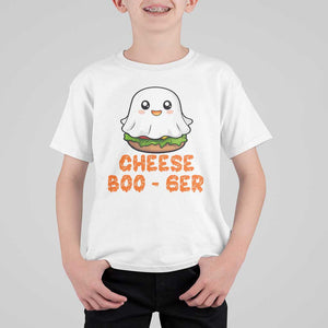 Funny Halloween T Shirt For Kid Cheese Boo-ger Cute Hamburger Ghost TS09 White Print Your Wear