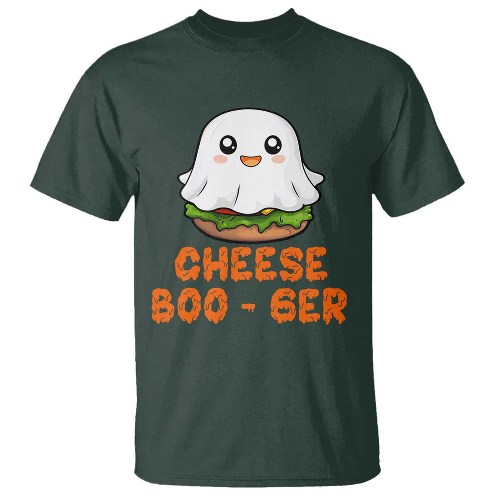 Funny Halloween T Shirt Cheese Boo-ger Cute Hamburger Ghost TS09 Dark Forest Green Print Your Wear