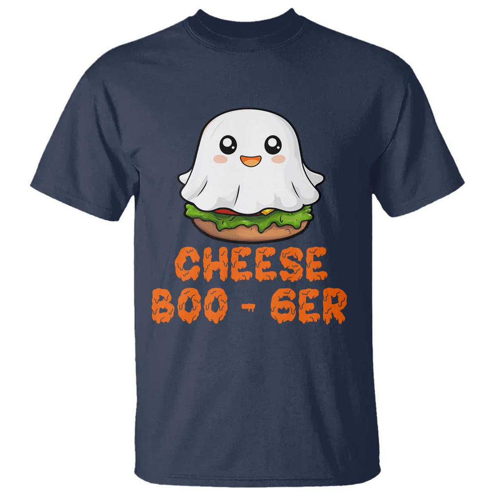 Funny Halloween T Shirt Cheese Boo-ger Cute Hamburger Ghost TS09 Navy Print Your Wear