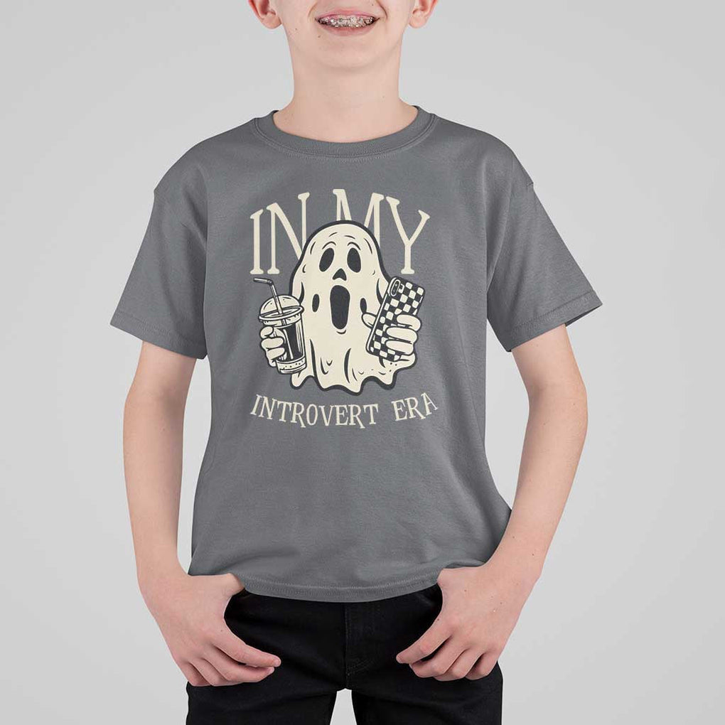 Funny Halloween T Shirt For Kid In My Introvert Era Ghost TS09 Charcoal Print Your Wear