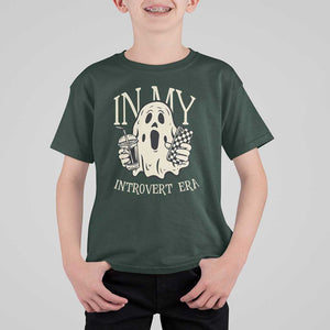 Funny Halloween T Shirt For Kid In My Introvert Era Ghost TS09 Dark Forest Green Print Your Wear