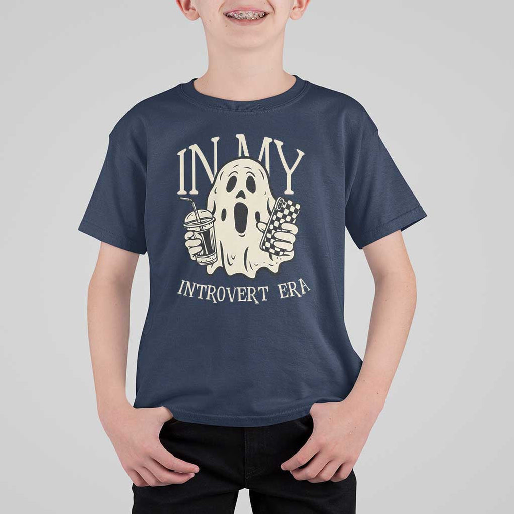 Funny Halloween T Shirt For Kid In My Introvert Era Ghost TS09 Navy Print Your Wear