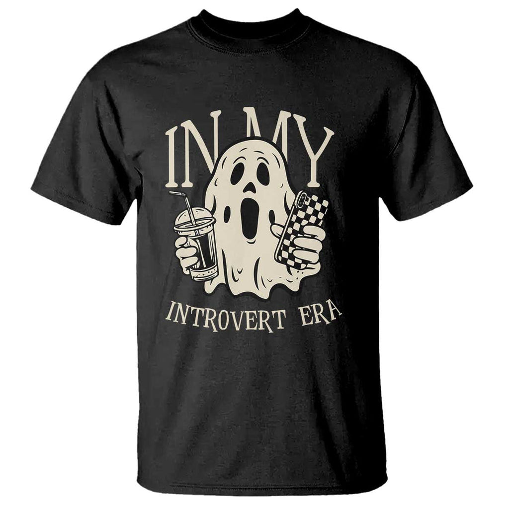 Funny Halloween T Shirt In My Introvert Era Ghost TS09 Black Print Your Wear