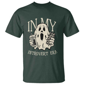 Funny Halloween T Shirt In My Introvert Era Ghost TS09 Dark Forest Green Print Your Wear