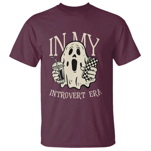 Funny Halloween T Shirt In My Introvert Era Ghost TS09 Maroon Print Your Wear
