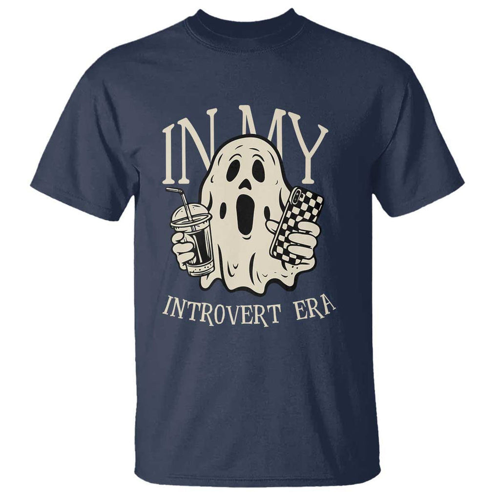 Funny Halloween T Shirt In My Introvert Era Ghost TS09 Navy Print Your Wear