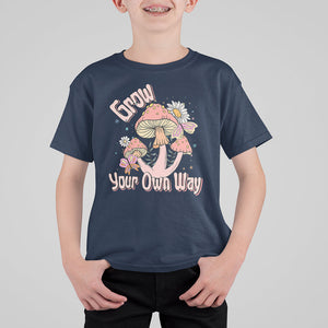 Grow Your Own Way Mushroom Level Up T Shirt For Kid TS09 Navy Printyourwear
