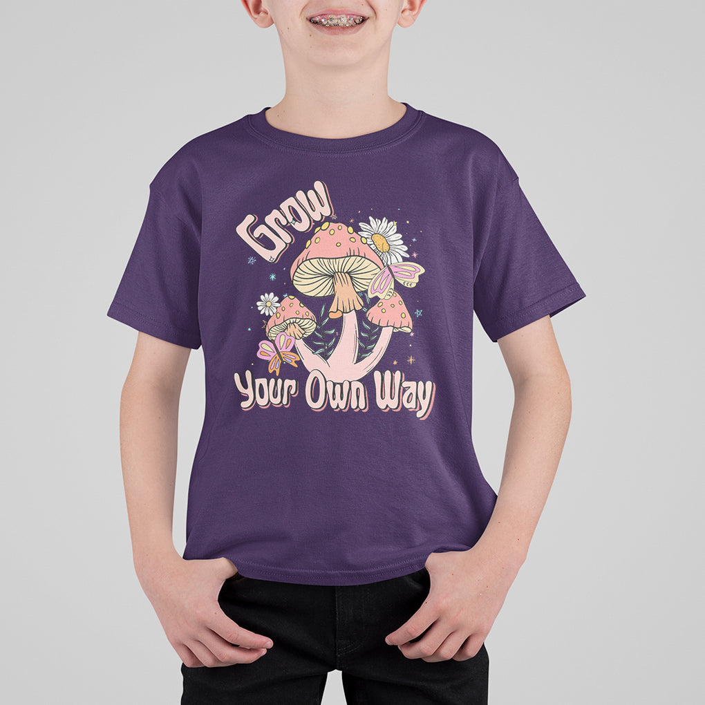 Grow Your Own Way Mushroom Level Up T Shirt For Kid TS09 Purple Printyourwear
