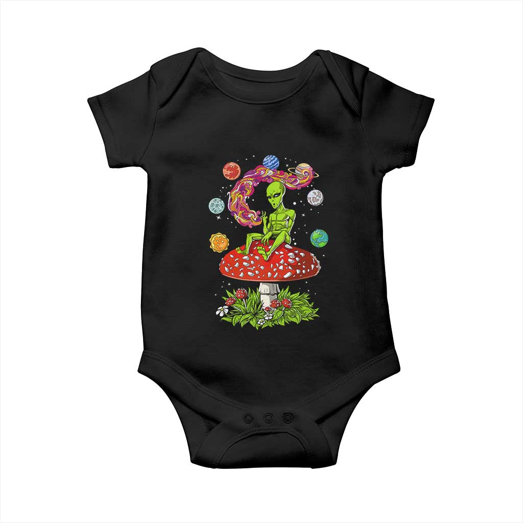 Outer Space Funny Alien Smoking Baby Onesie TS09 Black Print Your Wear