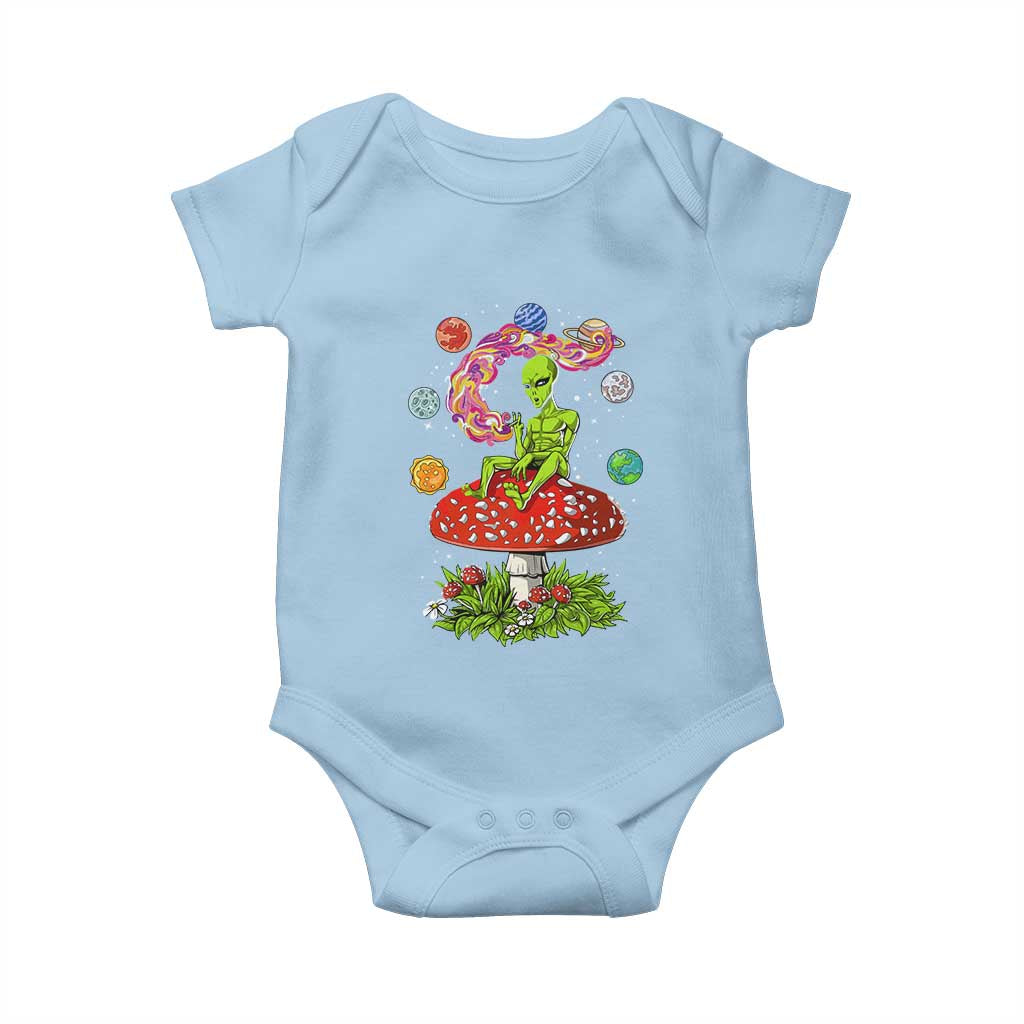 Outer Space Funny Alien Smoking Baby Onesie TS09 Light Blue Print Your Wear
