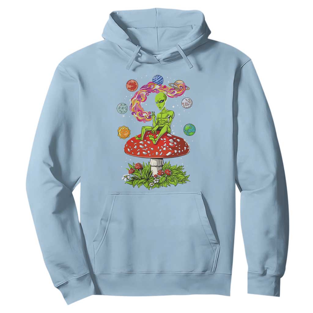Outer Space Funny Alien Smoking Hoodie TS09 Light Blue Print Your Wear
