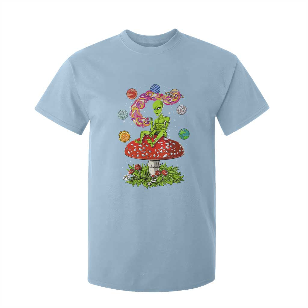 Outer Space Funny Alien Smoking T Shirt For Kid TS09 Light Blue Print Your Wear