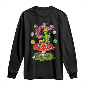 Outer Space Funny Alien Smoking Long Sleeve Shirt TS09 Black Print Your Wear