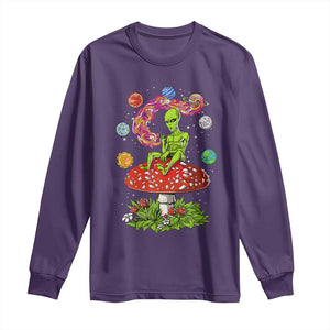 Outer Space Funny Alien Smoking Long Sleeve Shirt TS09 Purple Print Your Wear