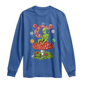Outer Space Funny Alien Smoking Long Sleeve Shirt TS09 Royal Blue Print Your Wear