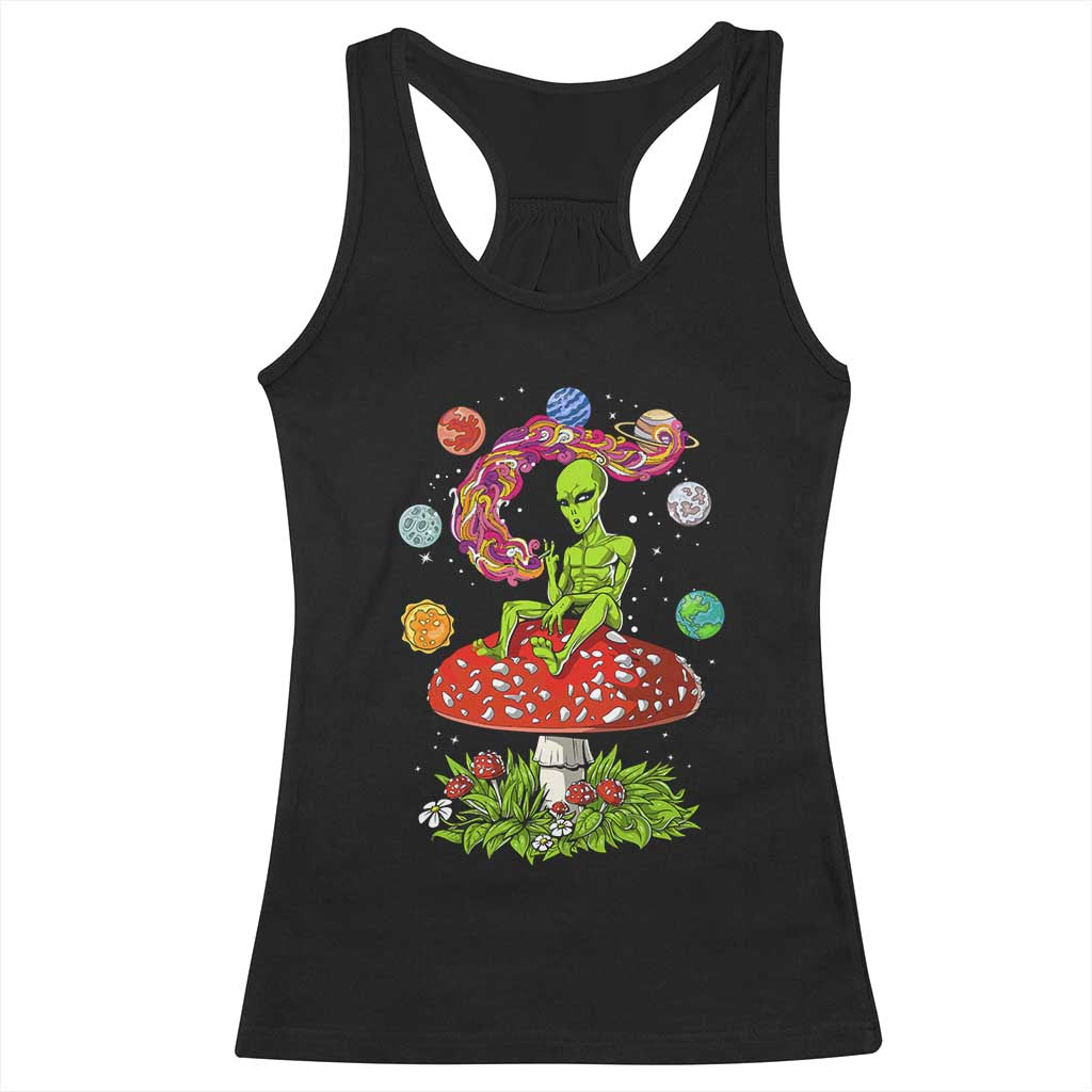 Outer Space Funny Alien Smoking Racerback Tank Top TS09 Black Print Your Wear