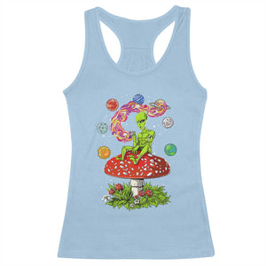 Outer Space Funny Alien Smoking Racerback Tank Top TS09 Light Blue Print Your Wear