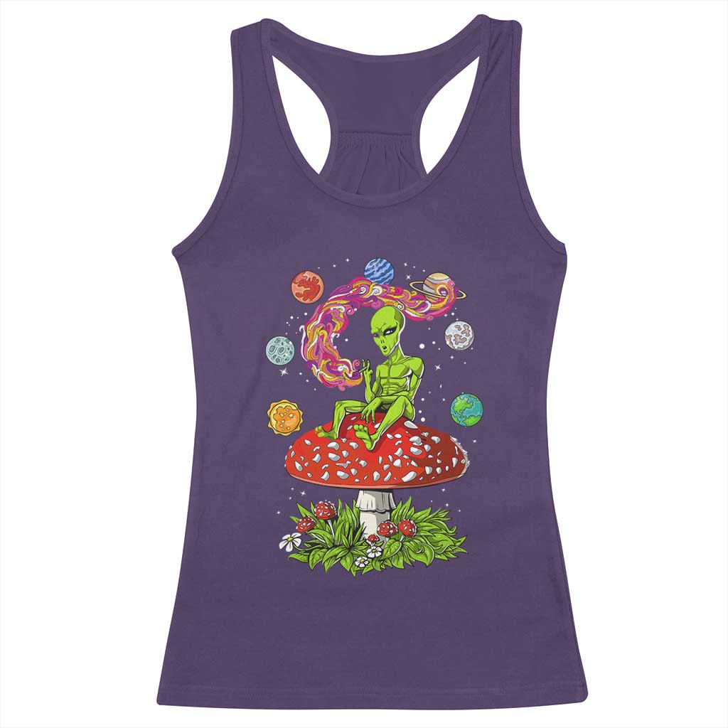 Outer Space Funny Alien Smoking Racerback Tank Top TS09 Purple Print Your Wear