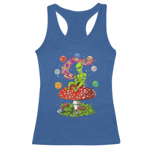 Outer Space Funny Alien Smoking Racerback Tank Top TS09 Royal Blue Print Your Wear