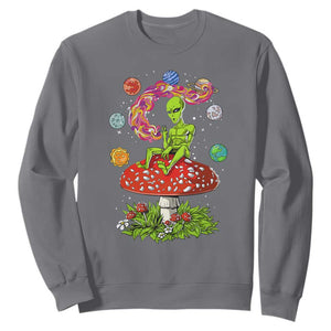 Outer Space Funny Alien Smoking Sweatshirt TS09 Charcoal Print Your Wear