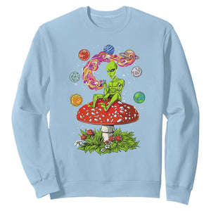 Outer Space Funny Alien Smoking Sweatshirt TS09 Light Blue Print Your Wear