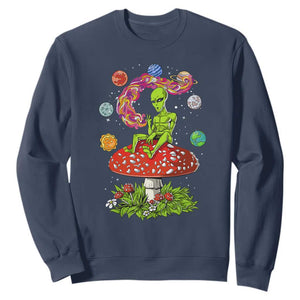 Outer Space Funny Alien Smoking Sweatshirt TS09 Navy Print Your Wear